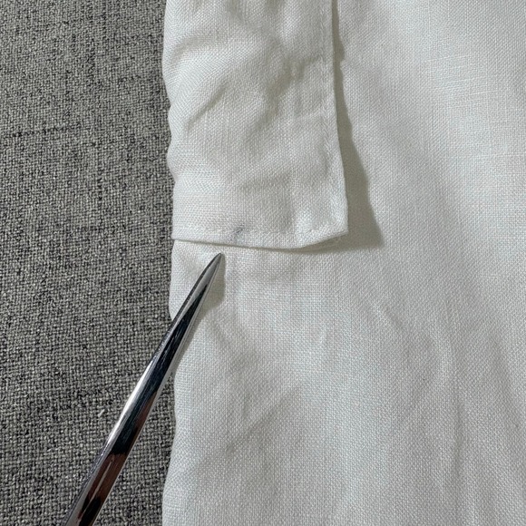 Tommy Bahama Pant Women 2 Cream Linen Blend Cargo Satin Lined Beach Travel - Picture 9 of 10